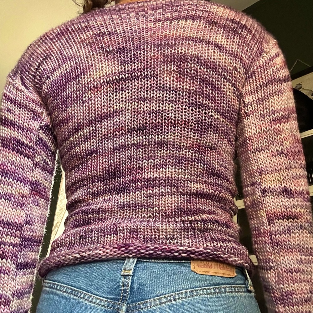 Handmade one of a kind purple knit sweater! - Picture 2 of 6